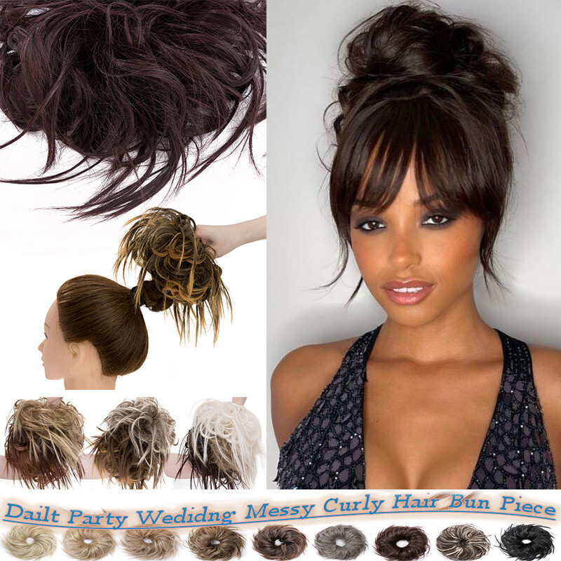 US Messy Bun Piece Real As Human Hair Fluffy Scrunchie Updo Ponytail Extensions