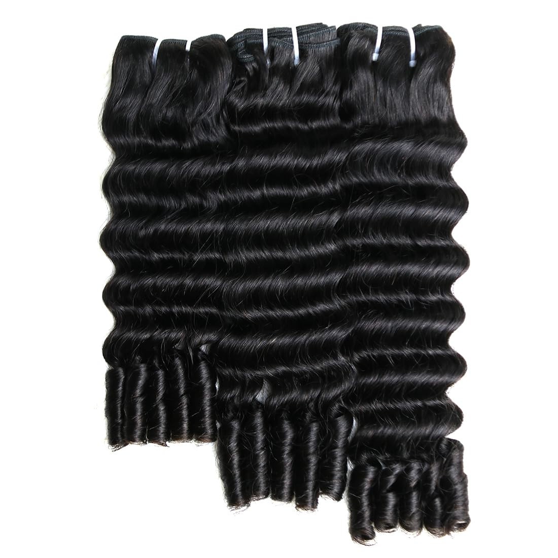Deep Wave Human Hair Bundles – Burmese Curly Quick Weave Extensions, 16-20″ Natu