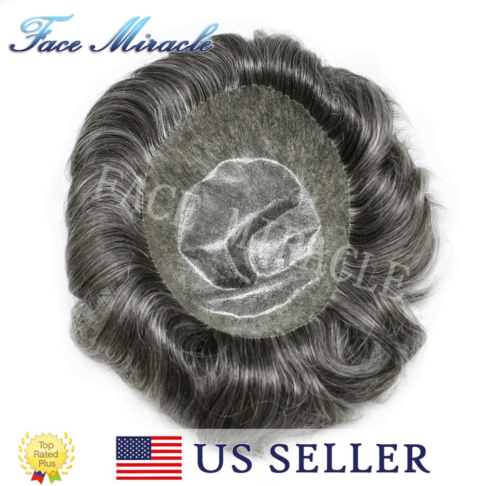 Full PU Mens Hair Piece Human Hair Systems 0.1MM Thin Skin Toupee for Men
