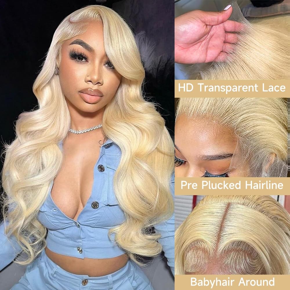 Kegoo 613 13X6 Lace Front Wig Human Hair 28 Inch Blonde Wig Human Hair 200