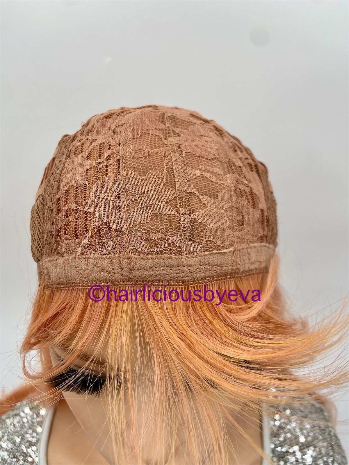 Rose Gold Pink Wig With Bangs Wavy 26 Inch Long Heat Ok