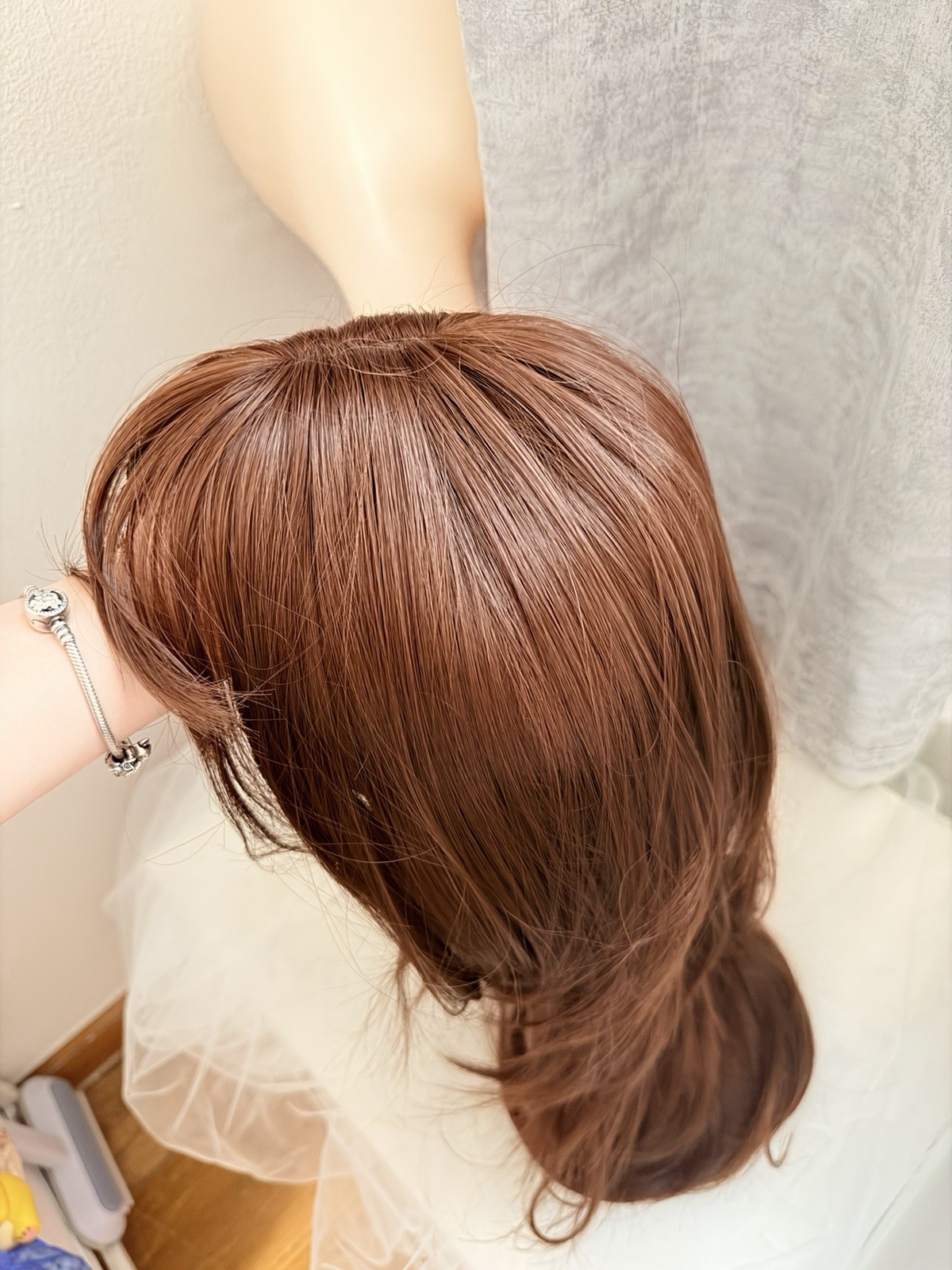 The auburn 65cm Long Straight Layered Middle-Part Capless Wig for Women