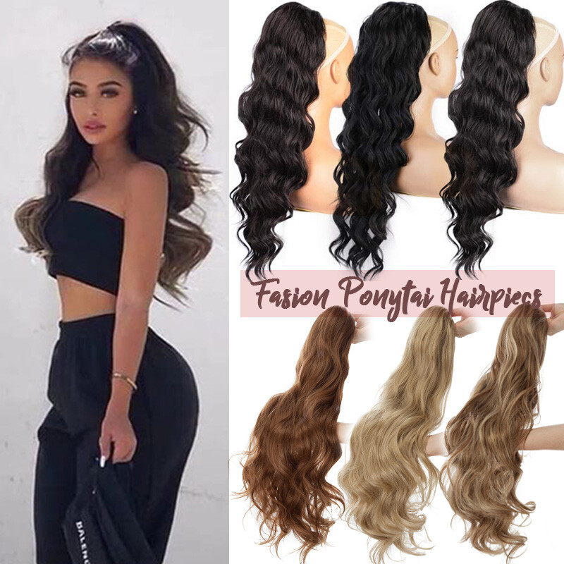 One Piece 200g Ponytail Clip in Hair Extensions Long Curly Extra Thick As Human