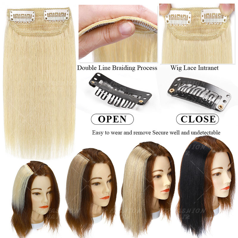 INVISIBLE Clip Ins 100% Remy Human Hair Extensions Blad Root Patch THICK Blonde
