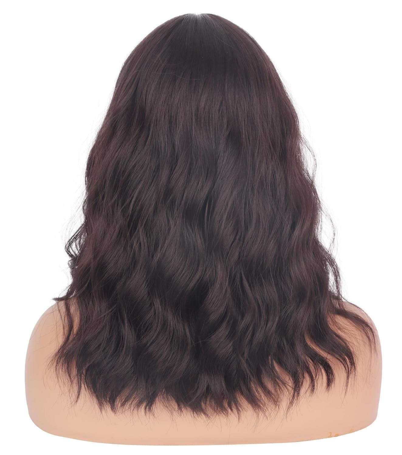 16 inch Dark Brown 6# Wavy Costume Wig bangs woman synthetic stage actress act