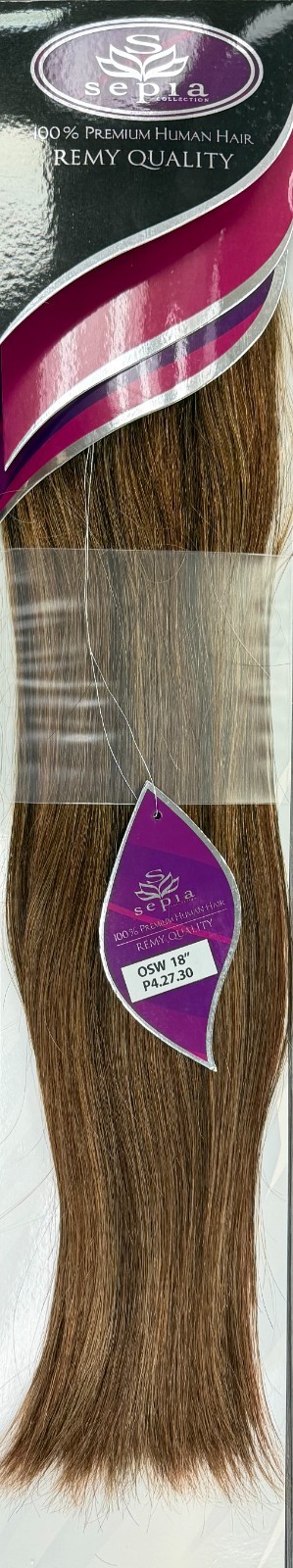 Sepia Premium Remy 100% Human Hair Extensions 18″ Silky Straight #4/27/30 Blend