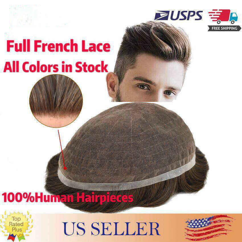 Hair Replacement System For ManSwiss Lace hairpiece Men Toupee Full French Lace