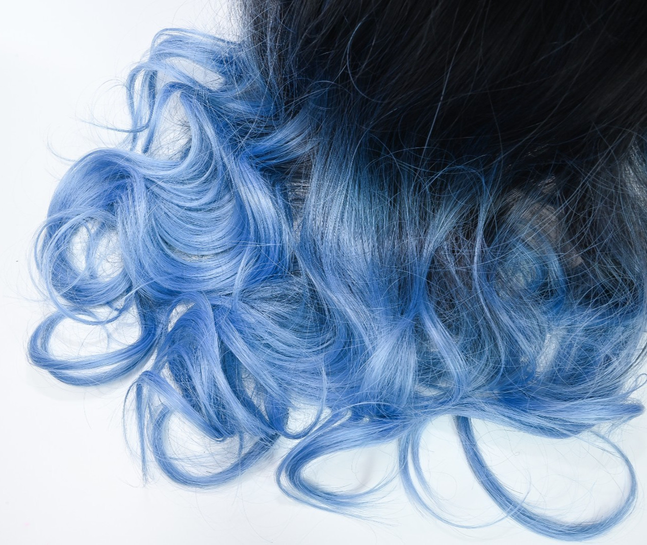 Black and Blue Wavy Wig for Women | Long 26″ Synthetic Hair with Bangs