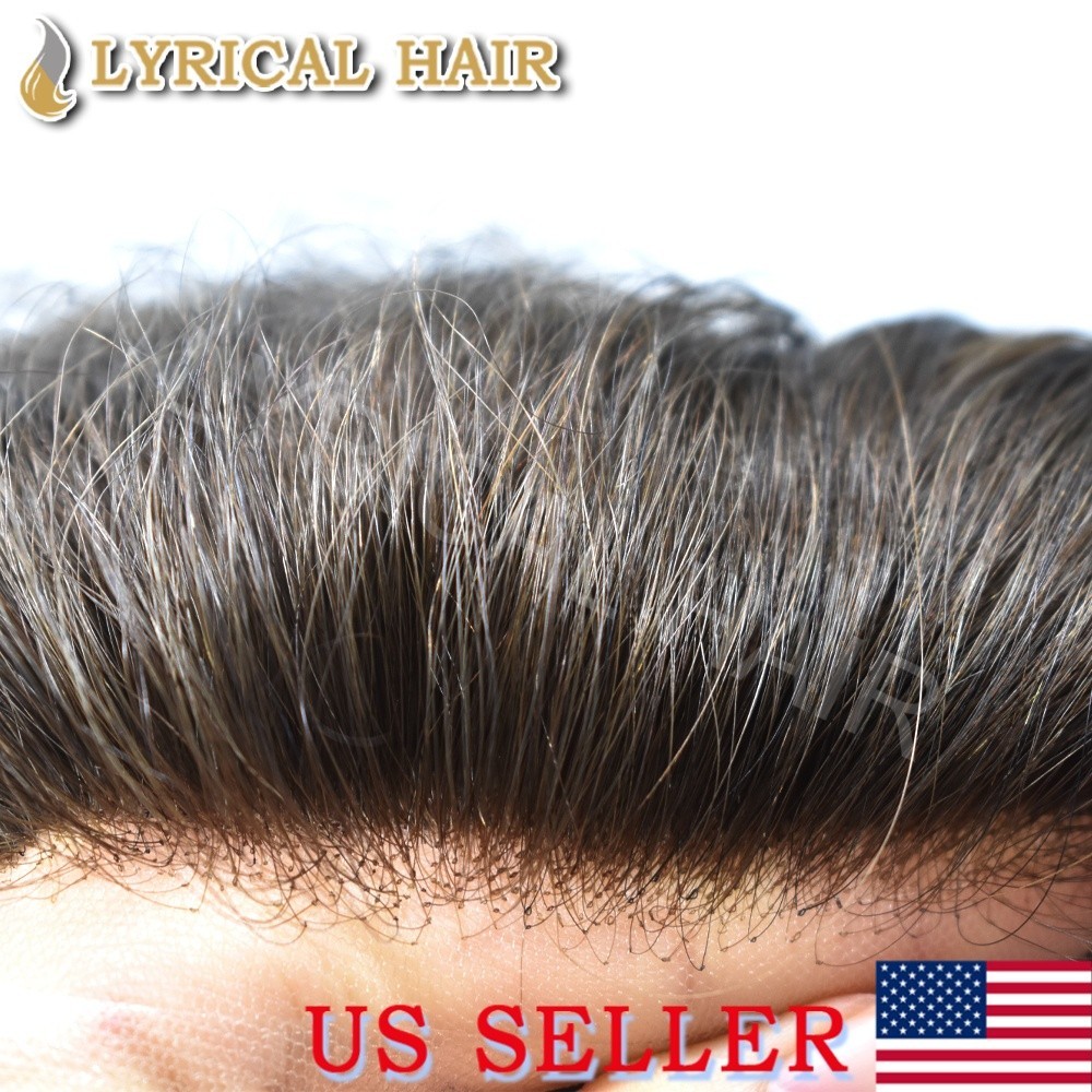 Lyrical Hair Mens Full Lace Human Hair Toupee Invisible Natural Hairpiece System