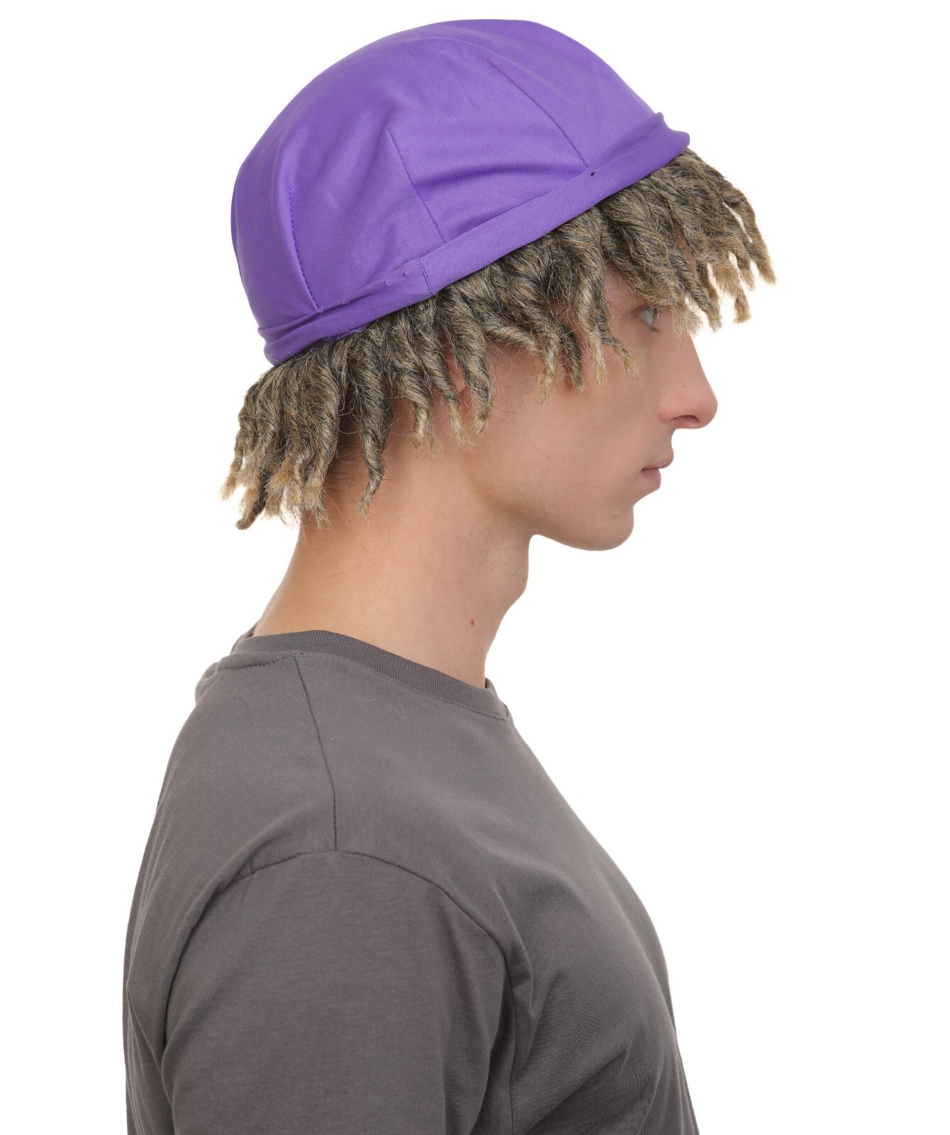 Adult Men’s Animated Movie Explorer Teenage Son Mix-grey Dreadlock Wig with Hat
