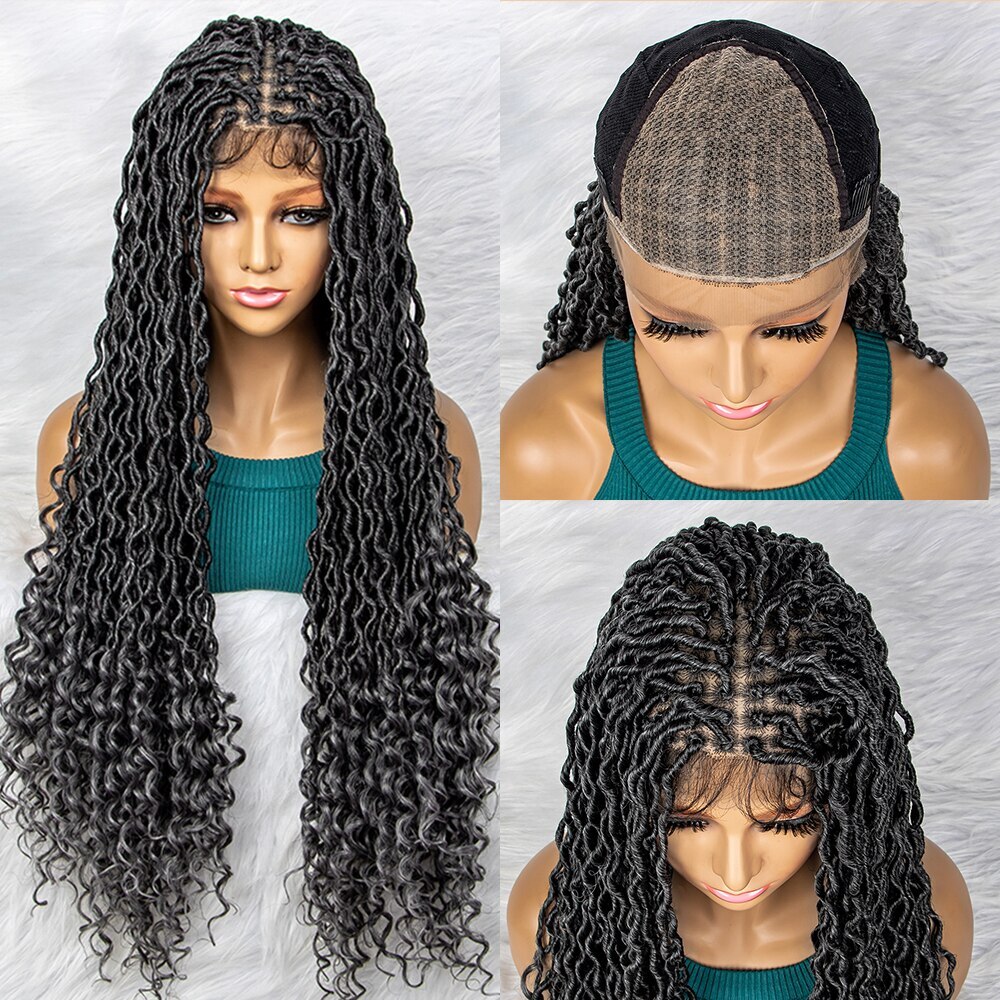 32″ Synthetic Lace Front Wig Braided Wigs Braid With Baby Hair Braided Curly