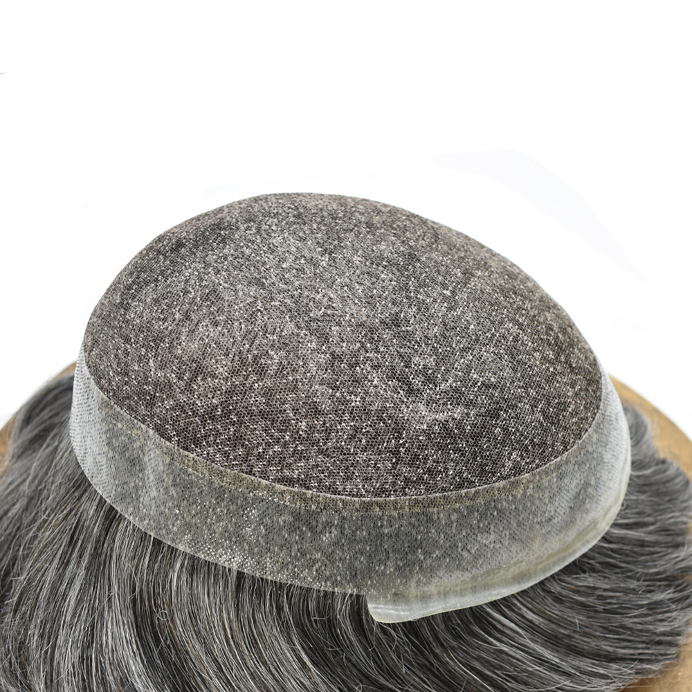 SWISS LACE Hairpiece Poly Pu Skin Around Hair System Mens Toupee For Men