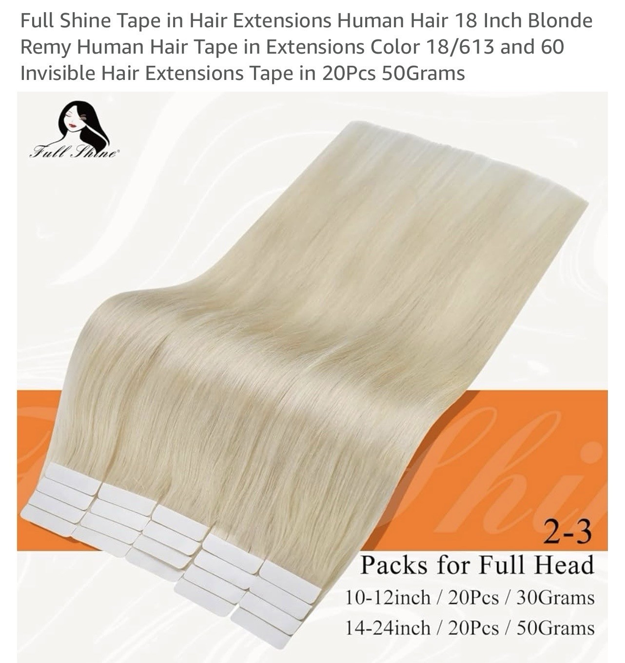 Full Shine Hair extensions Real Human Hair Tape In Extensions Color 18/630 &60