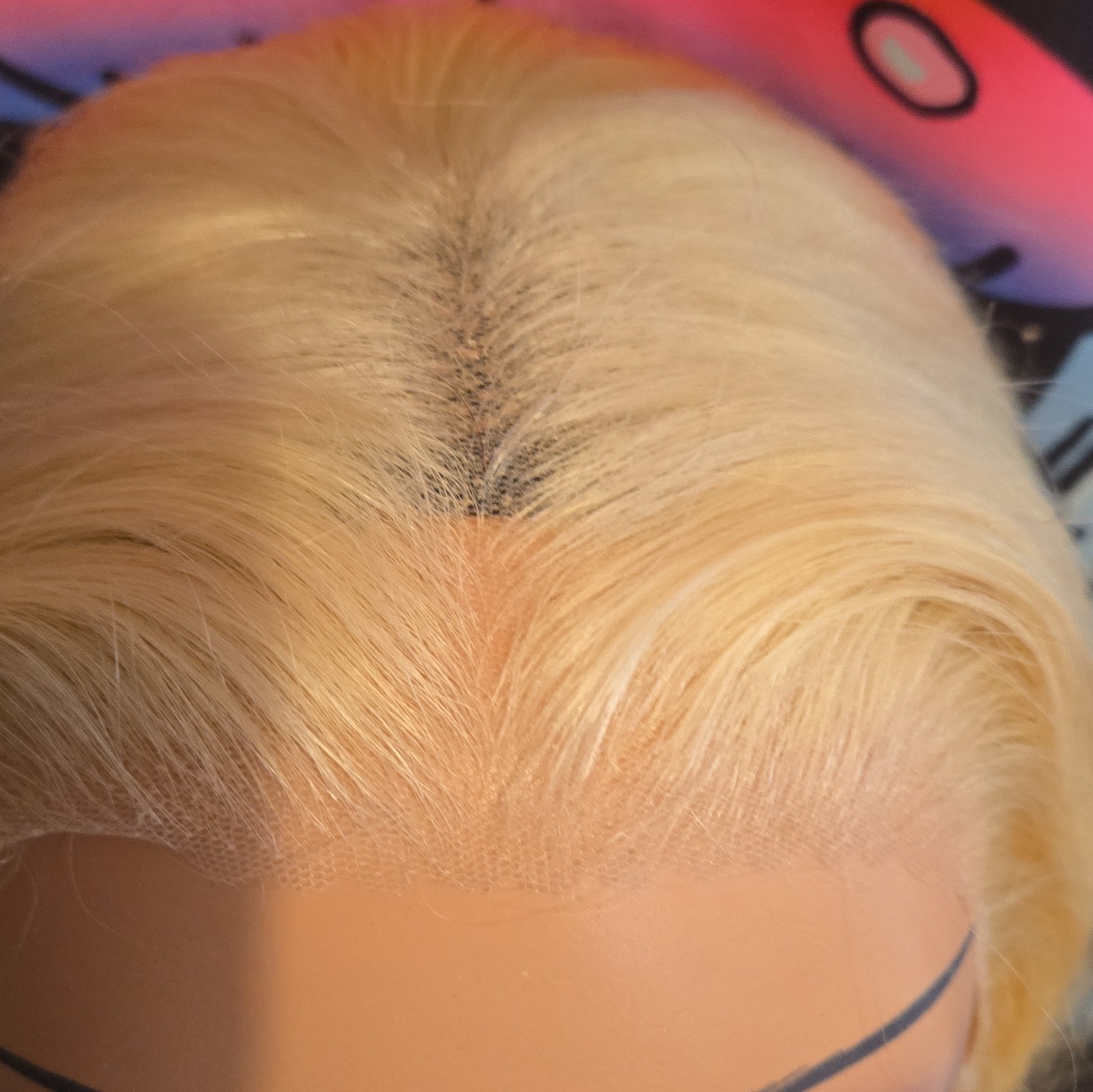 UNice Glueles Lace Front Human Straight Blonde Wig Middle Part 24in / 234gm