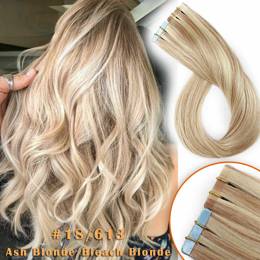 Seamless Tape in Remy Human Hair Extensions Skin Weft Balayage Highlight Hair US