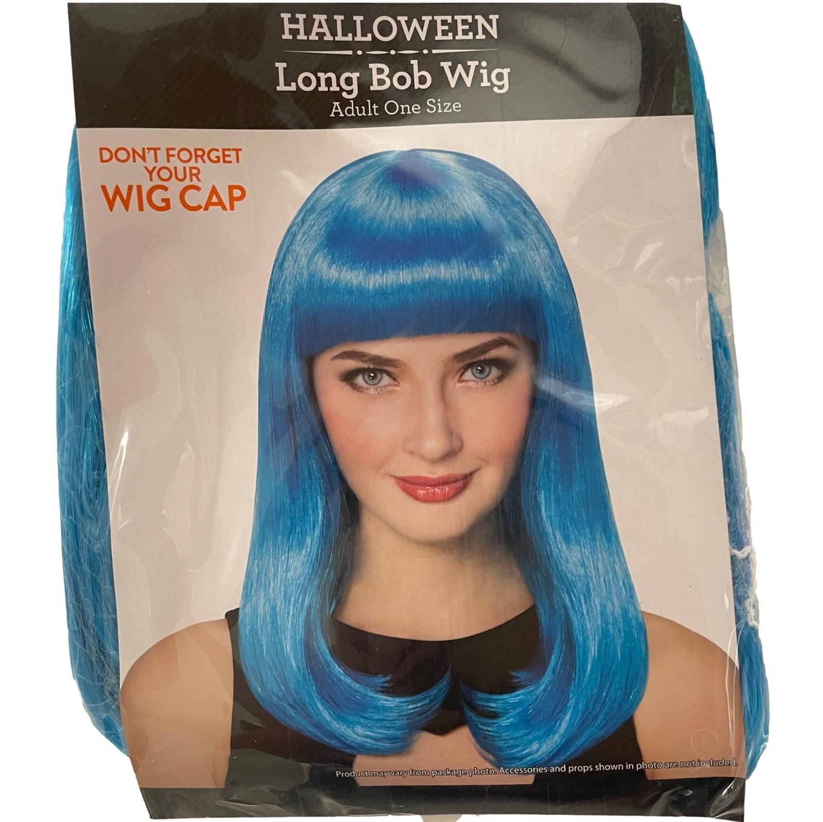 Blue Wig Long Bob with Bangs Halloween Costume Adult One Size Fits Most