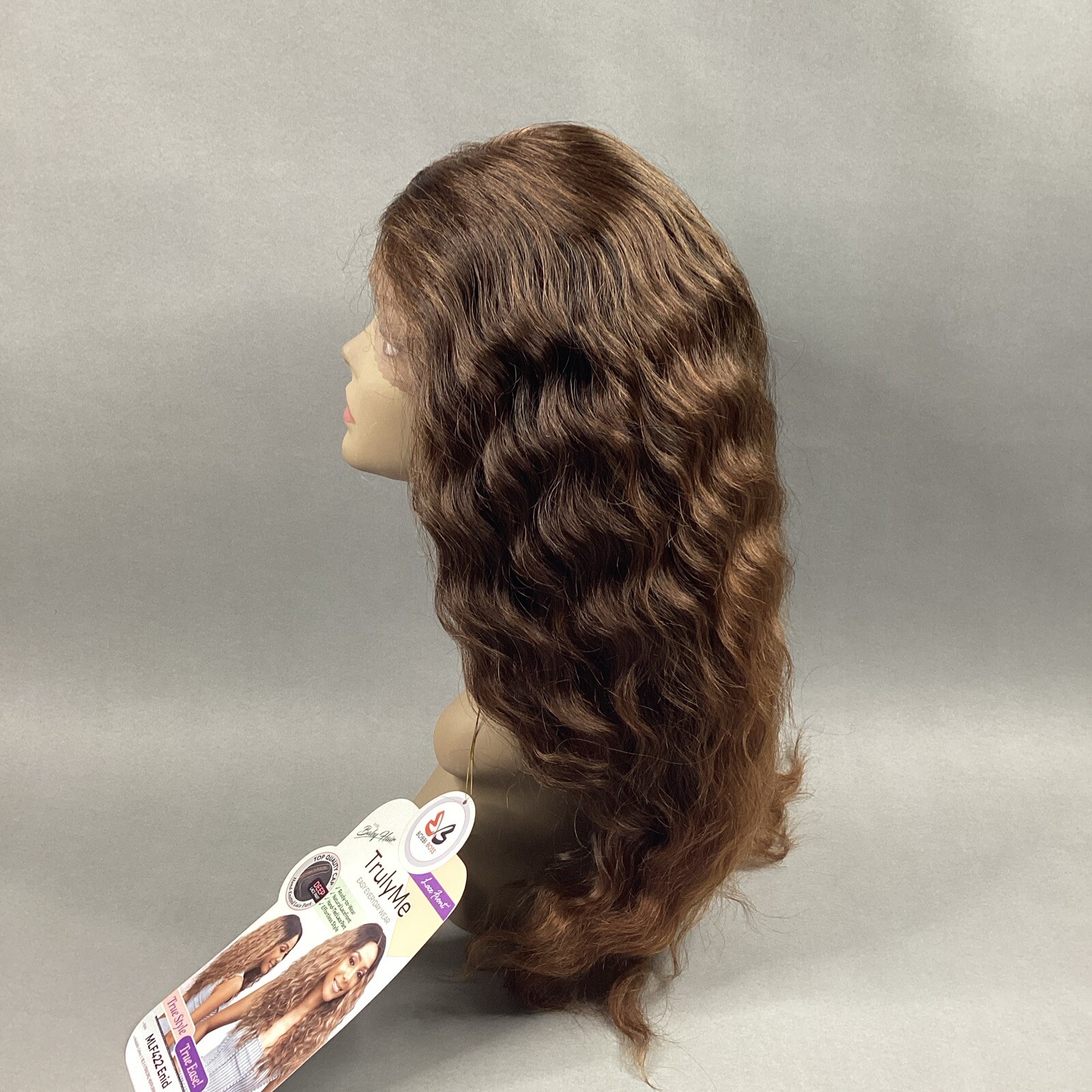 MLF422 Enid Wavy #T1B/30 Off Black Honey Brown Part Synthetic Lace Front Wig