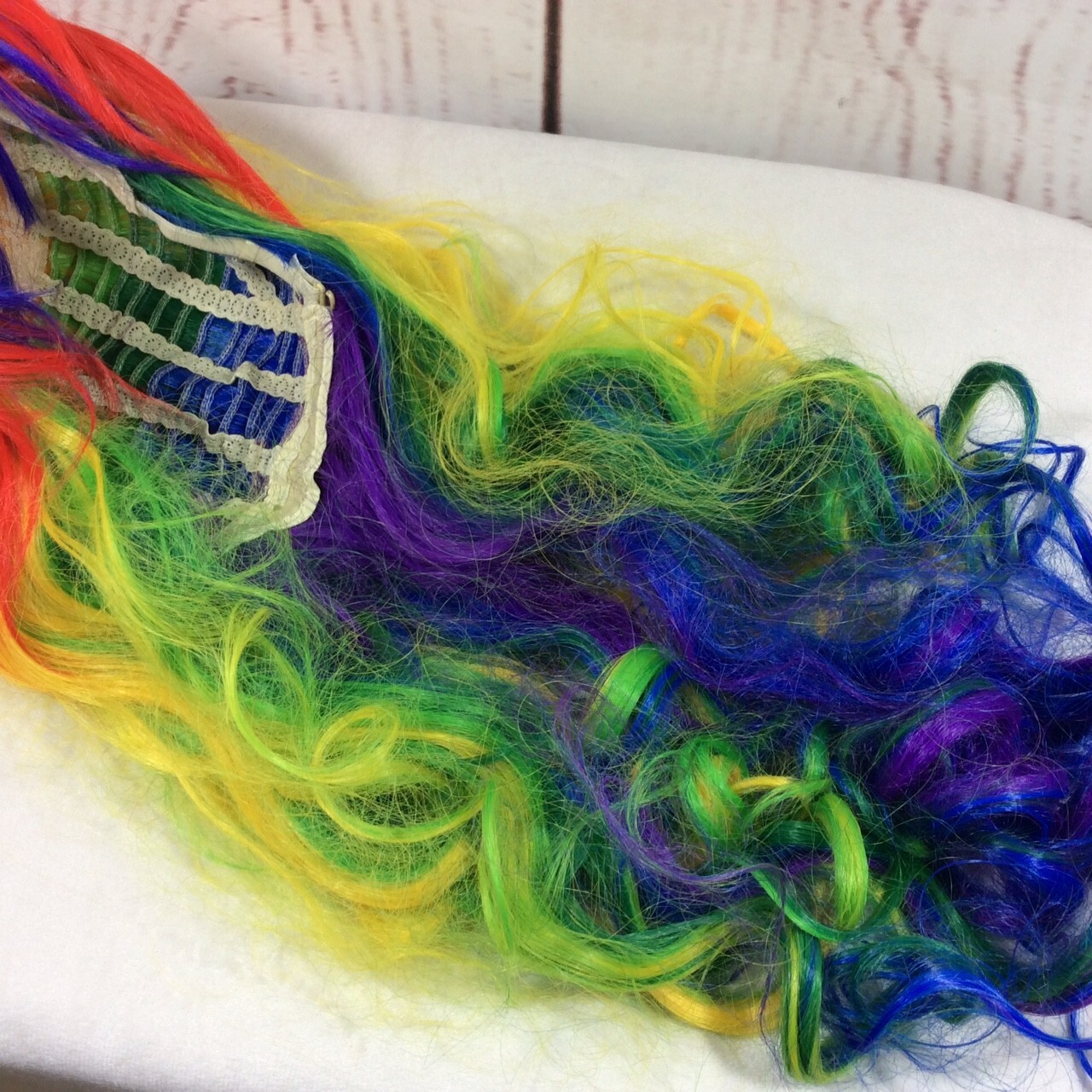 Rainbow Colorful Hair Wig 80s Rave Party Halloween Costume Cosplay Club Pride