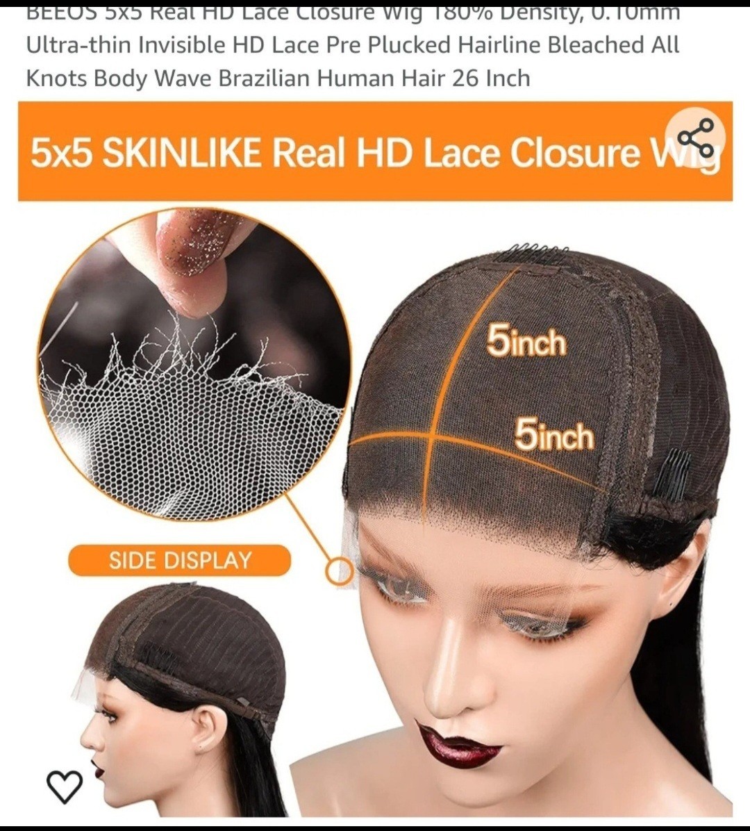 Beeos Real Human Hair Wig 26″
