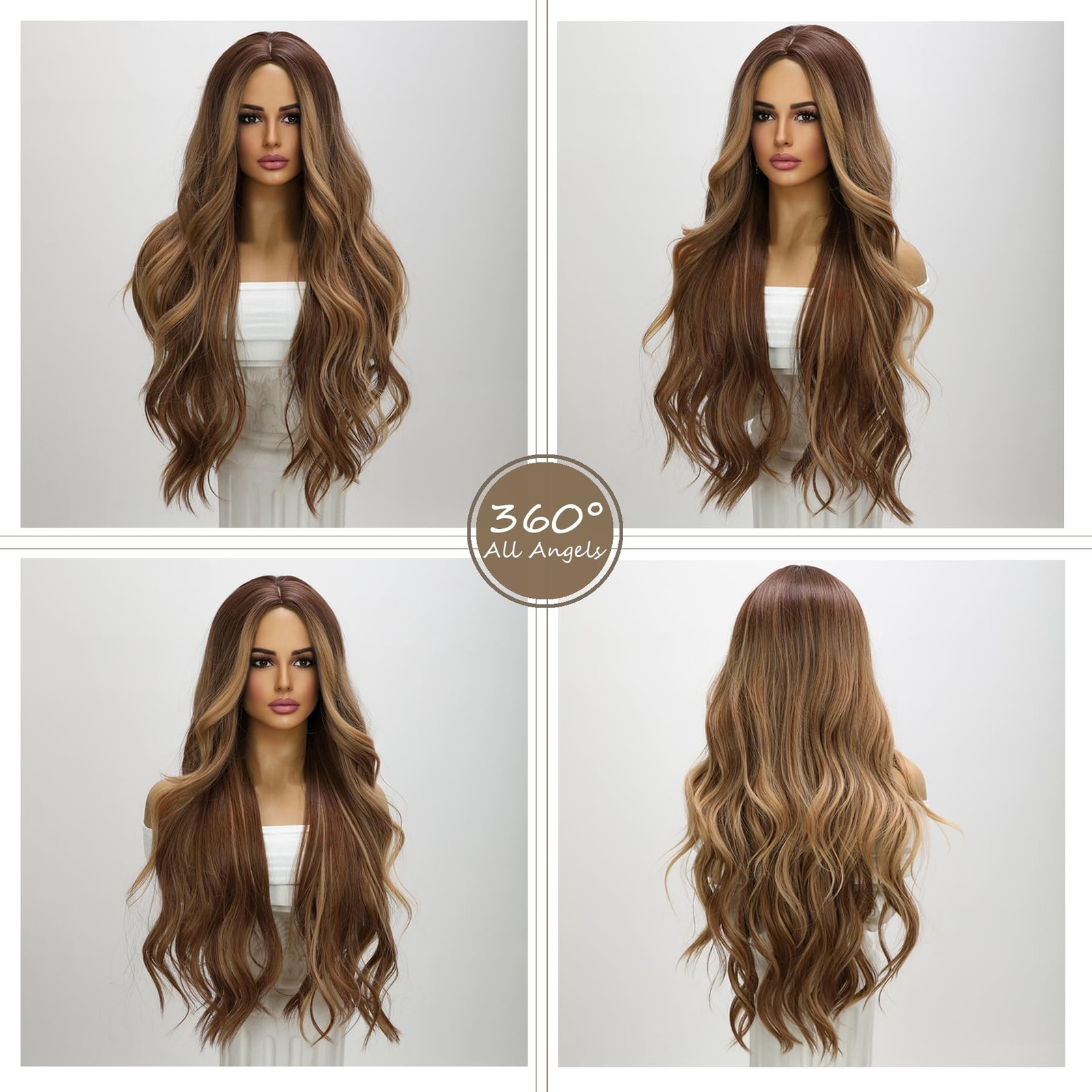 Long Brown Wig Synthetic Dark Brown Wig Ombre Wigs for White Women Realistic …