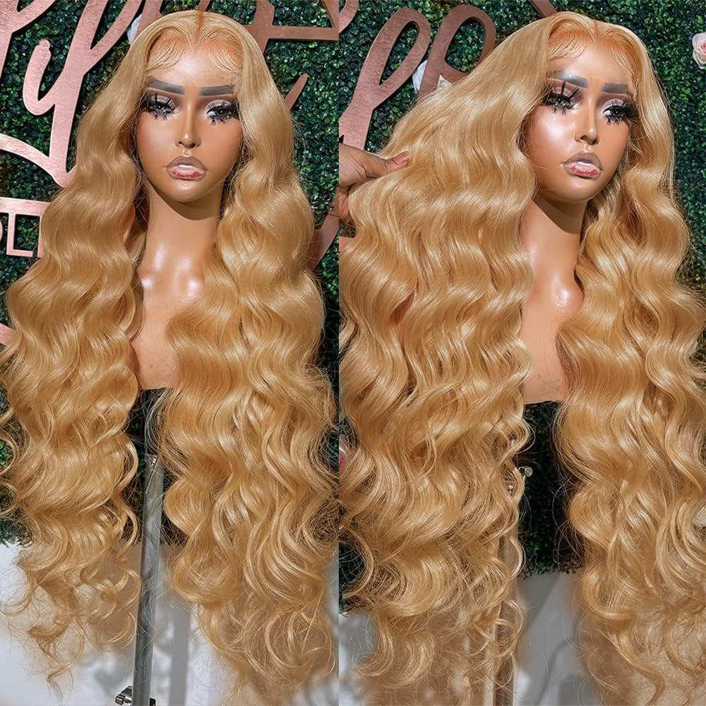 30″ Honey Blonde Body Wave HD Lace Front Wig – 250% Density Human Hair