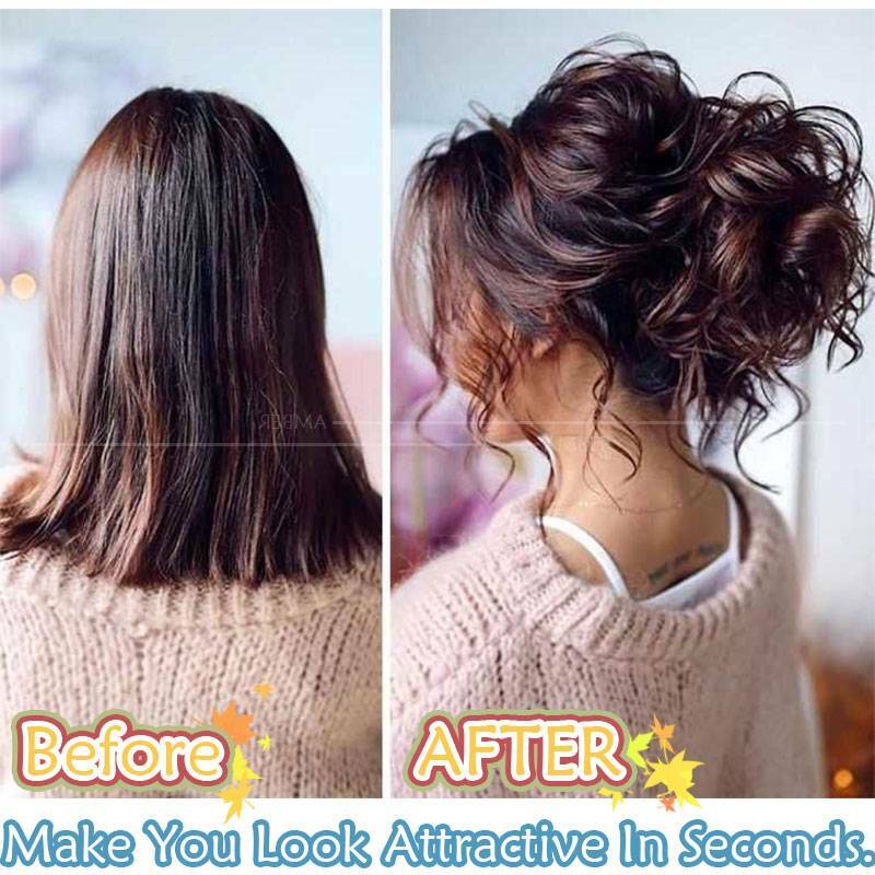 100% Real Messy Bun Curly Spiky Piece Scrunchie False Updo Cover Hair Extensions