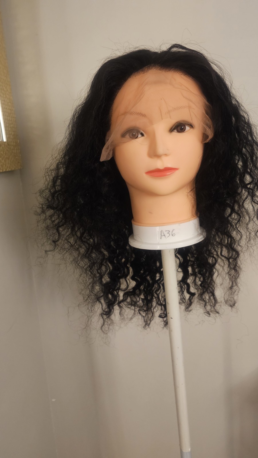 High Quality regular 22″ black waterwave 100% Virgin Human Hair Lace front Wig.