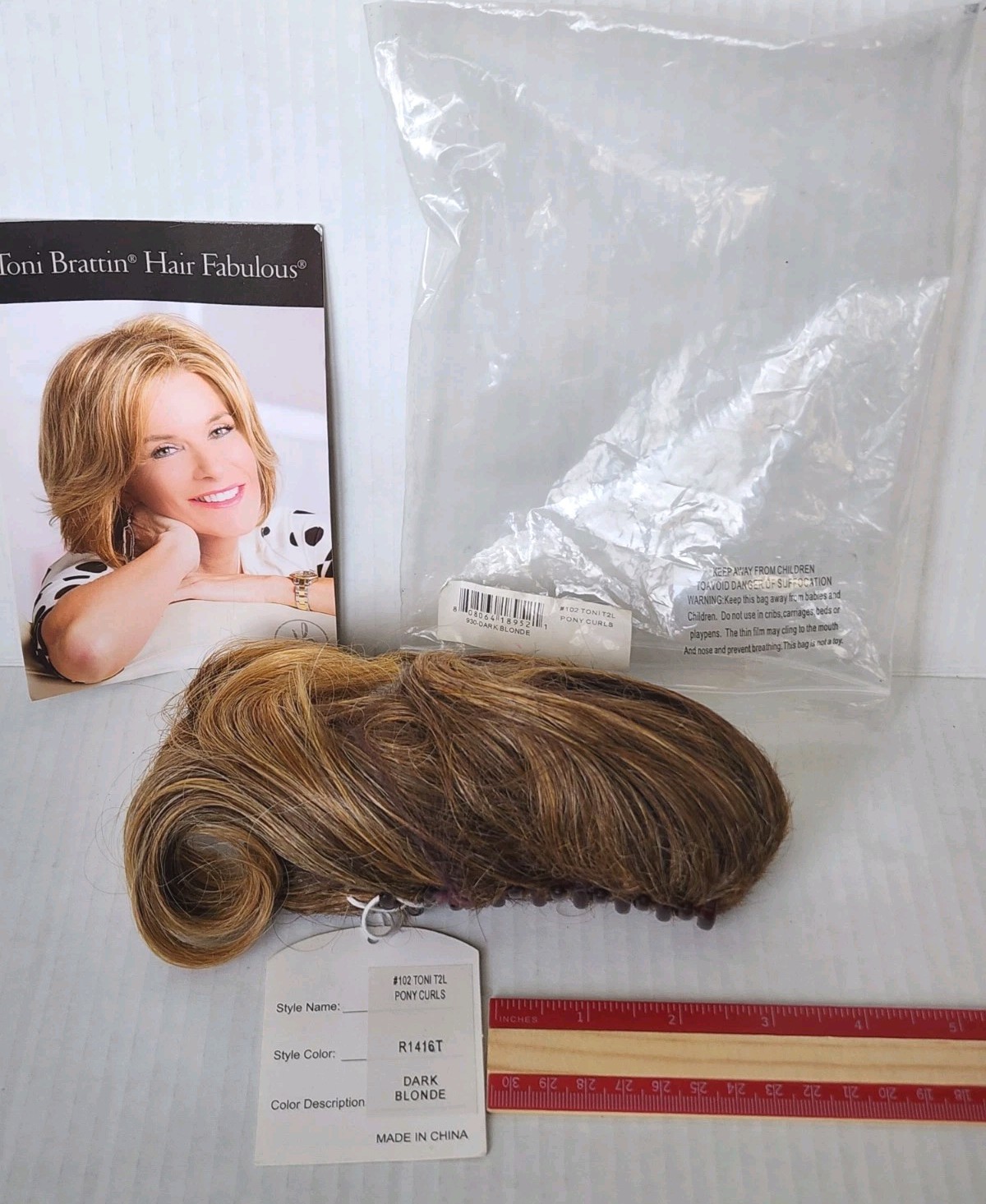 TONI BRATTIN Ponytail Curls | Dark Blonde | 4″ Claw Clip | New