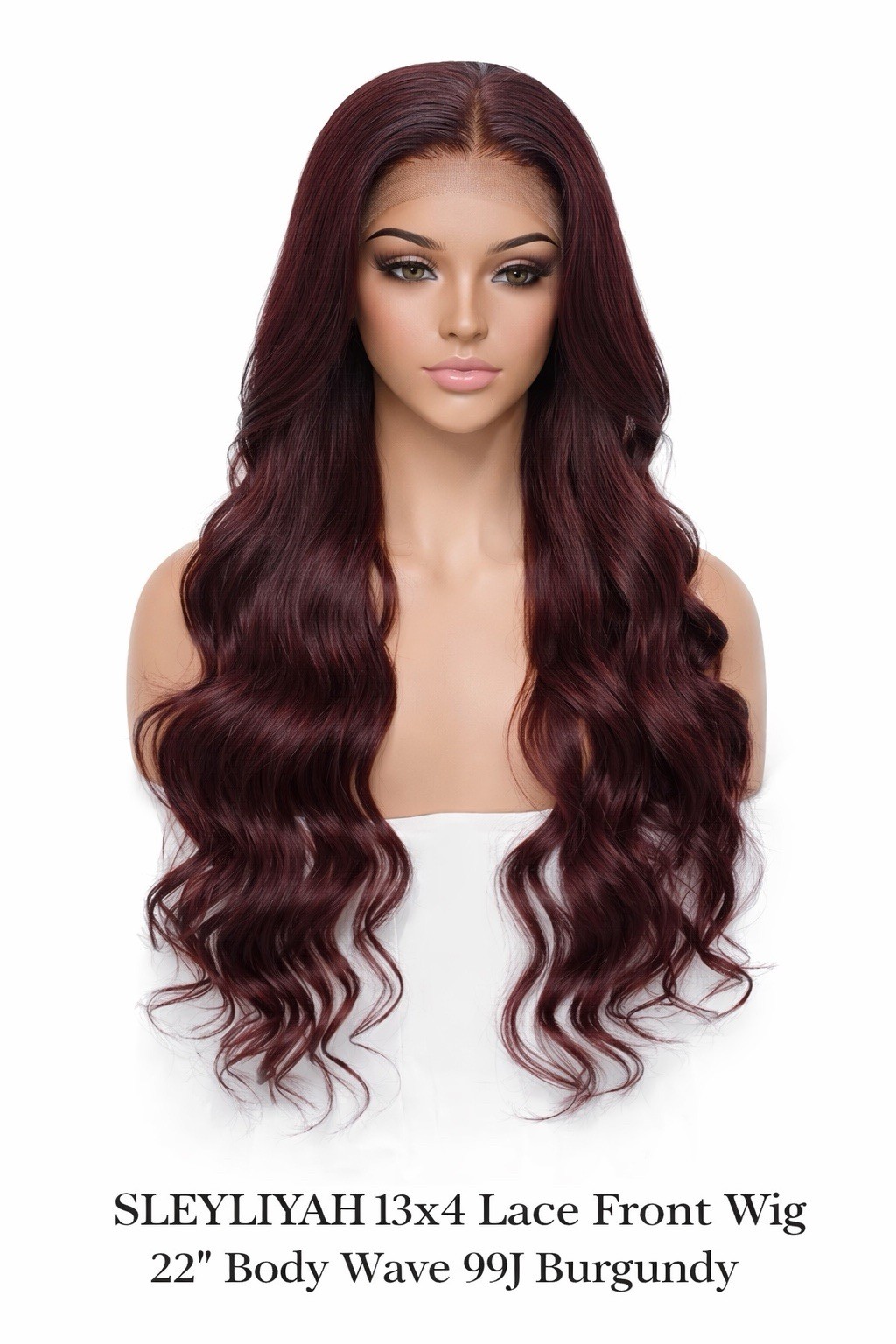 SLEYLIYAH Hair 13×4 Lace Front Wig 22” Body Wave 99J 180% Density