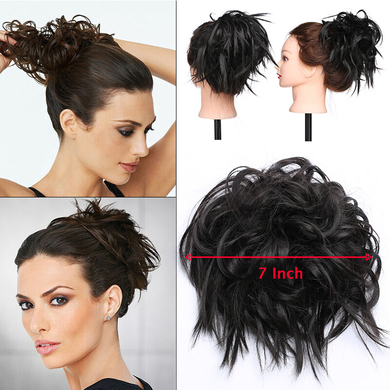 Real Natural Clip In As Human Hair Extension Bun Pony Tail Wrap On Scrunchie O6