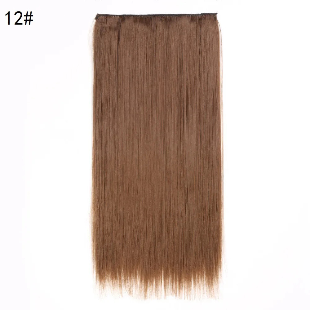 Five-card Clip In Synthetic Long Straight One Piece Hair Extension Seamless Hair