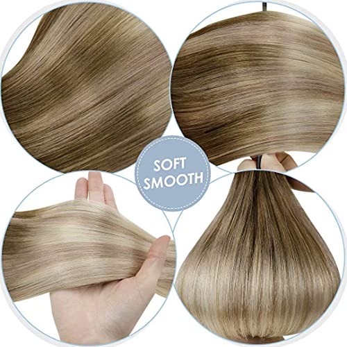Clip in Hair Extensions Real Human Hair Ombre Brown to 18 Inch #8/18/60-5pcs
