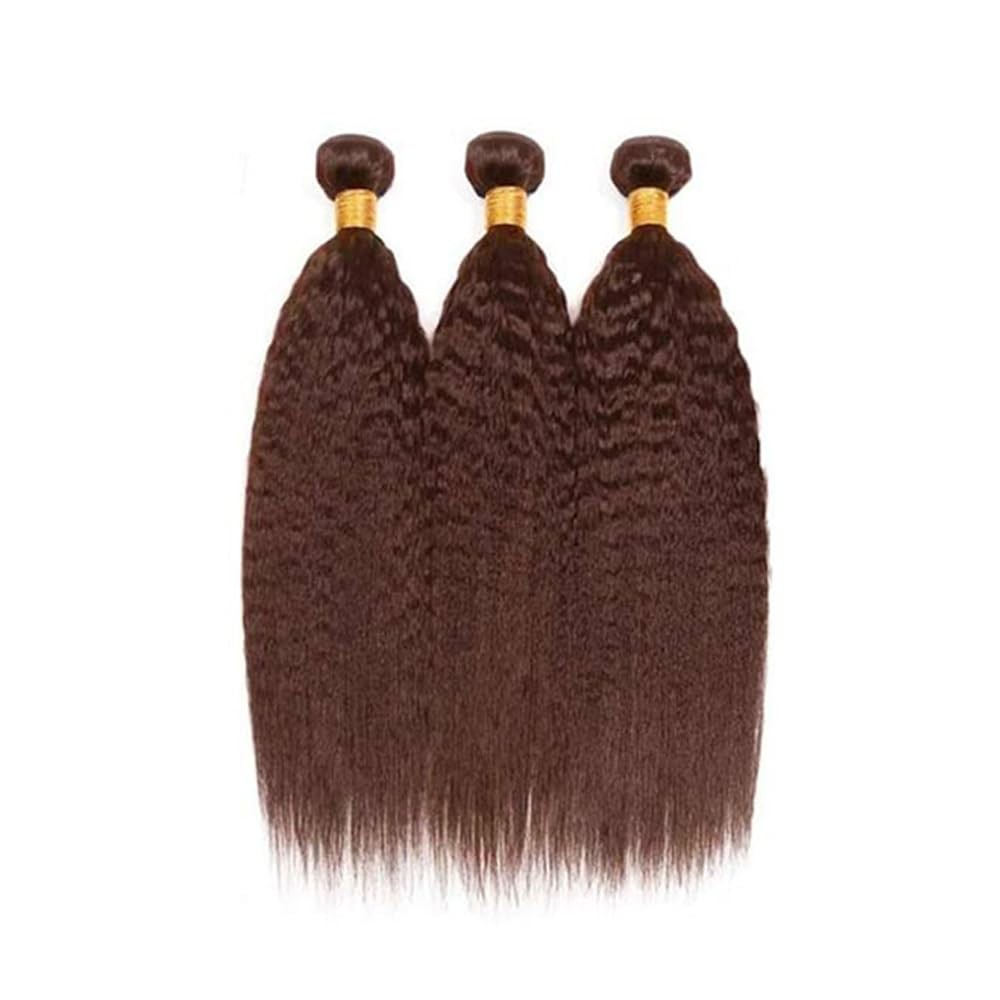 #4 Brown Bundles Yaki Straight Bundles Human Hair 28 30 32 Inch Brazilian Vir…