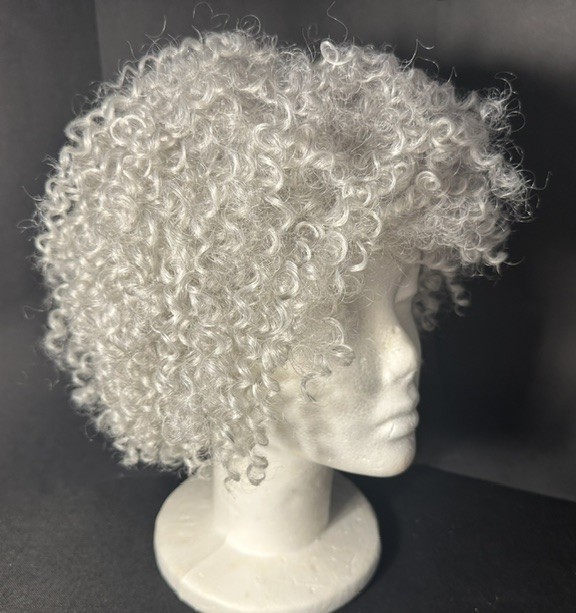 Femi Collection Grey Tight Curl Wig / 100% Synthetic / Non Flammable Fiber