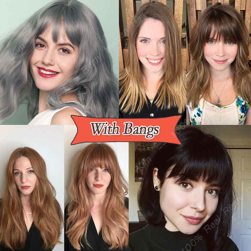 Women Topper Hairpiece with Bangs Clip In Top Remy Human Hair Toupee 7*13cm