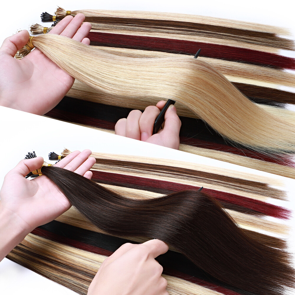 Human Hair Nano Loop Extensions Full Head 100% Remy Ring Tip 1g Thick Seamless A