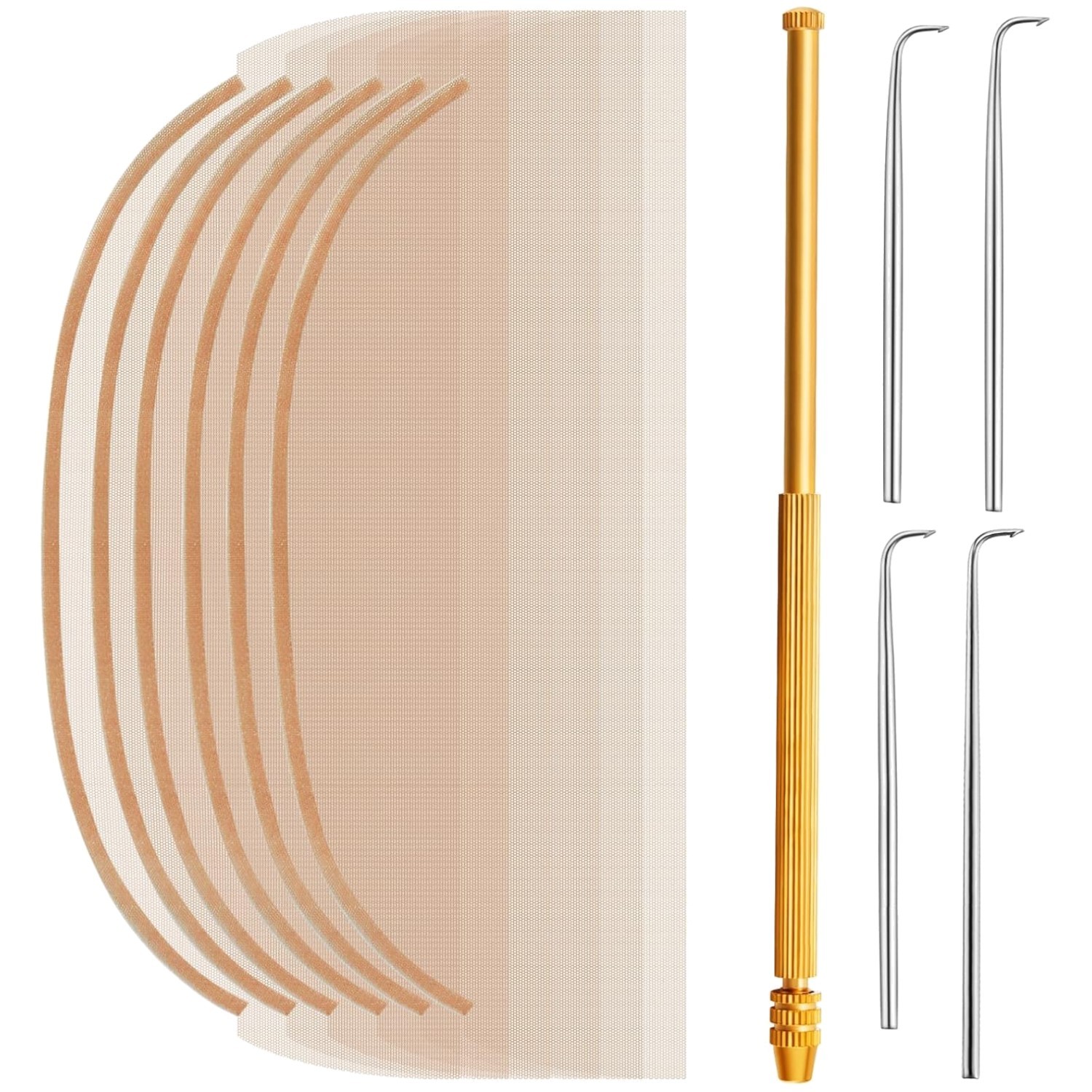 Beginner-Friendly Wig Kit with 6 Swiss Lace Nets and Needles