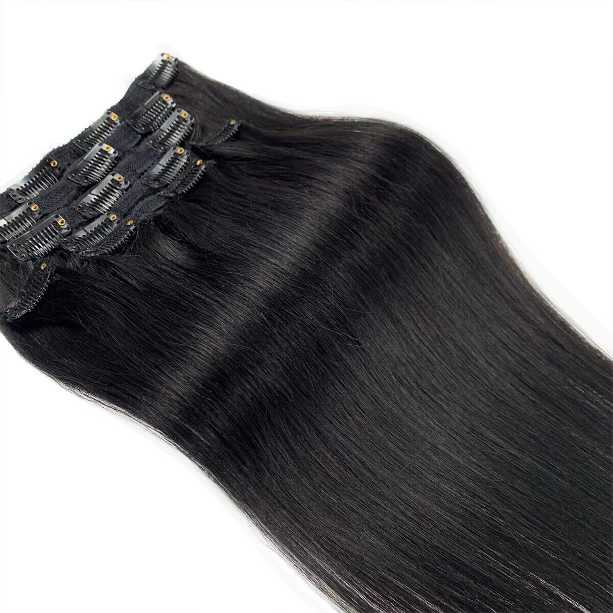 Full Head Double Weft Clip in on Remy Human Hair Extensions Thick European Hair