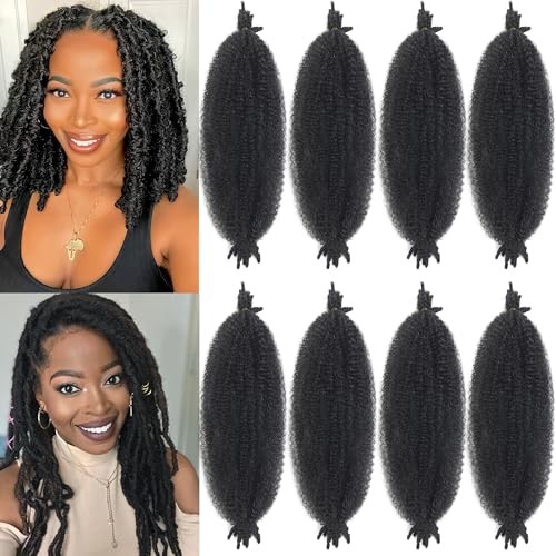 8 Packs Springy Afro Twist Hair Black Marley Twist 10 Inch (Pack of 8) 1B#