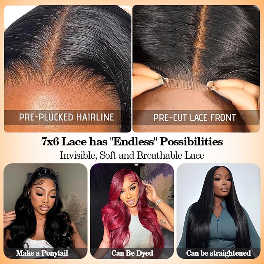 26 Inch Body Wave Lace Front Wig – 7×6 HD Glueless Human Hair, Pre Plucked, 200%
