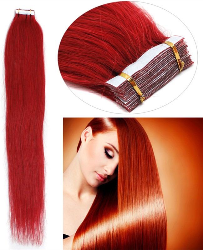 Tape In Remy Human Hair Extensions Double Sided Skin Weft Straight Fashion Hair