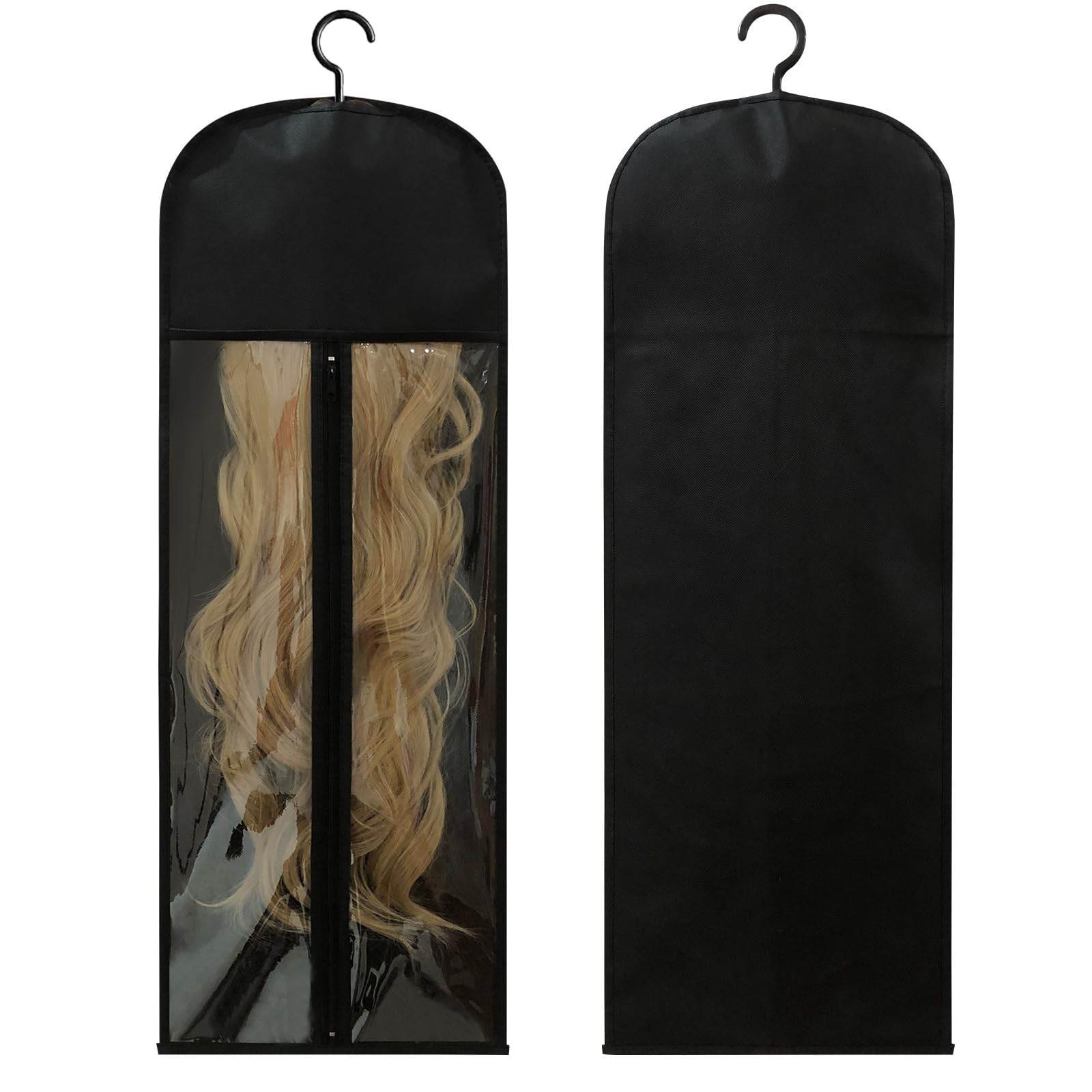 Jonley 4Pcs Extra Long Wig Storage Bags with Hanger, 31.5in*11.5in, Black