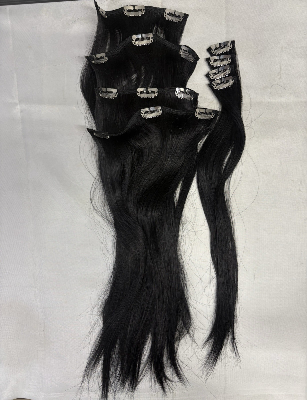 Euronext Remy 14” Human Hair Clip In Extensions Jet Black 374099 10 pc Open Box
