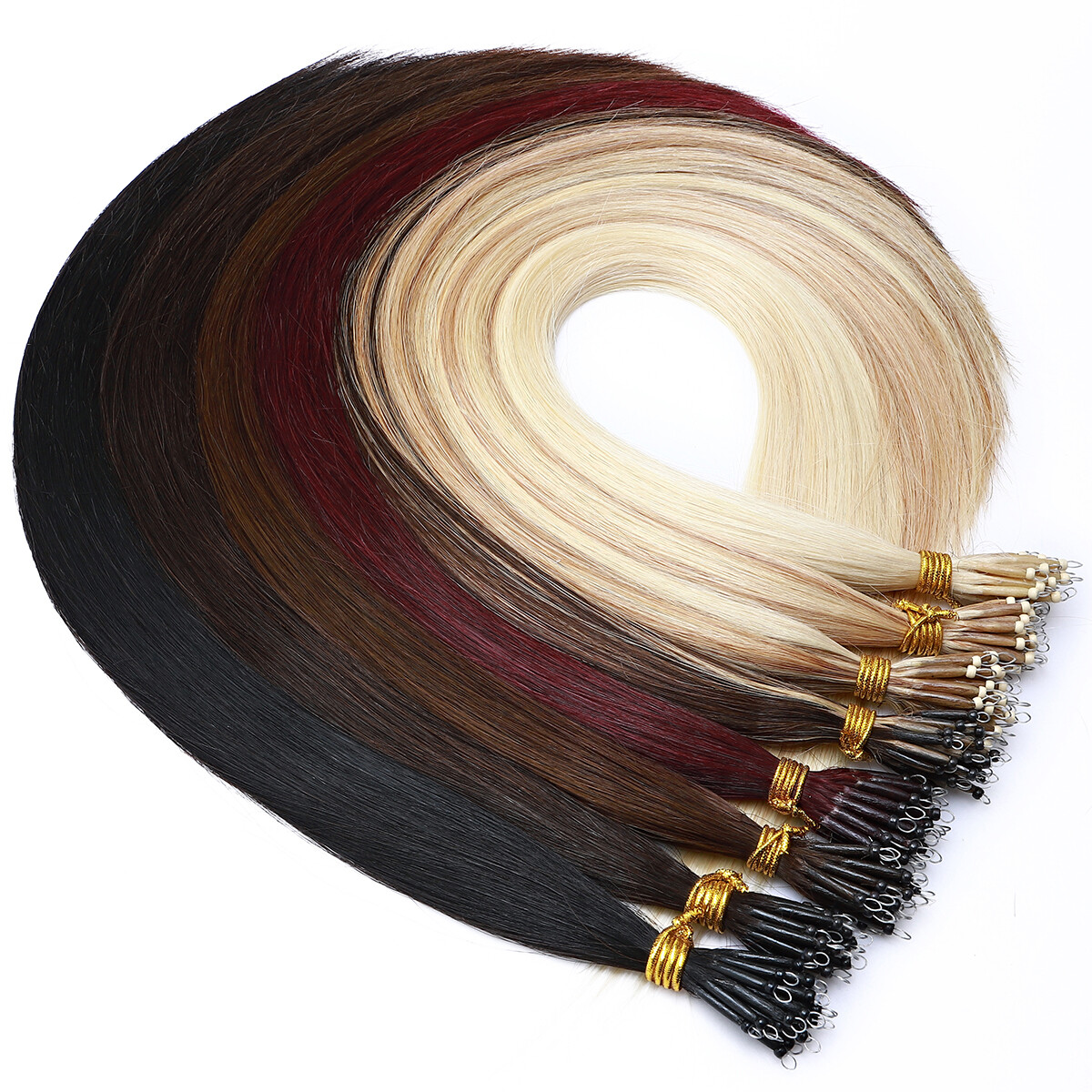 200G+ Thick 100% Remy Human Hair Extensions Nano Ring Micro Loop Beads Highlight