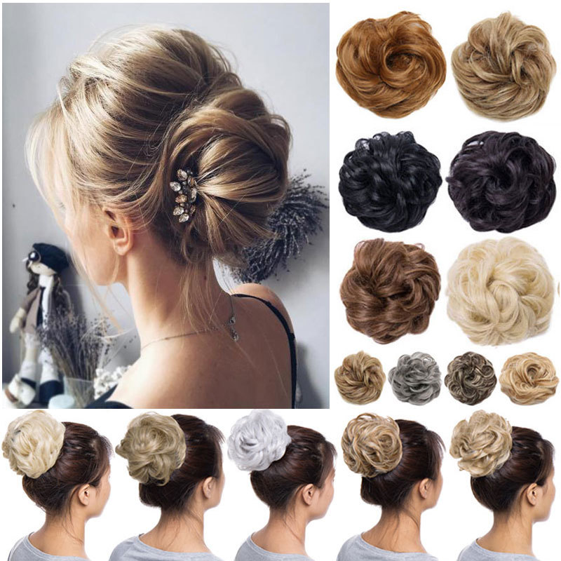 Large Curly Updo Messy Curly Bun Chignon Clip in Hair Piece Extensions THICK FEM