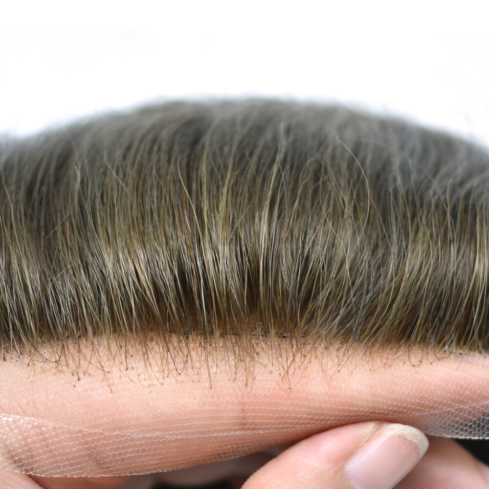 Mens Toupee Hairpiece French Lace Front Hair Replacement System for Men Wig