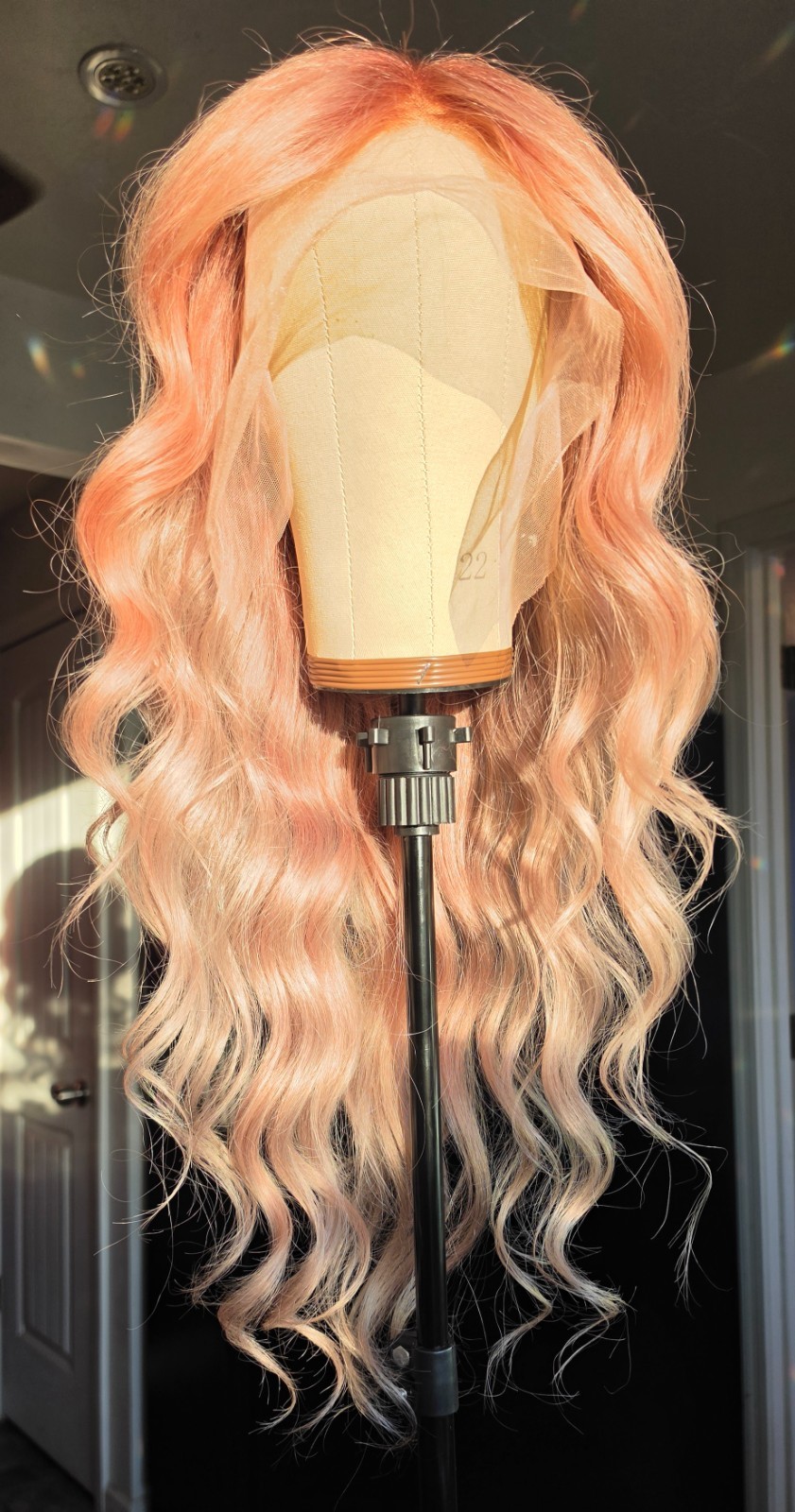 30″ Custom-colored 100% Human Hair Lace Front Wig – Pink Champagne