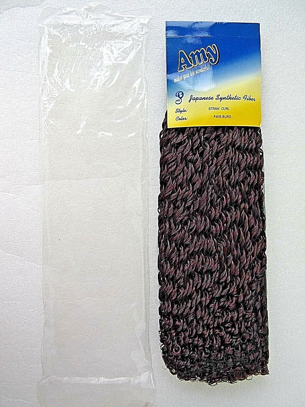 Japanese Synthetic Fiber Hair Extensions Straw Curl Brown/Burgundy Amy 13″ NEW
