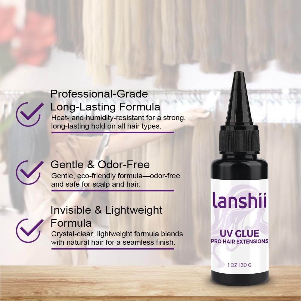 30g Invisible UV Hair Extension Adhesive – Fast Drying Glue for Extensions