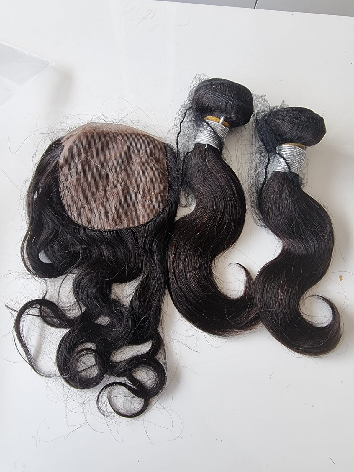 12+12 AND 12INCH 4X4 SILK BASE CLOSURE CAMBODIAN HUMAN HAIR 1b# BODY WAVES 250g